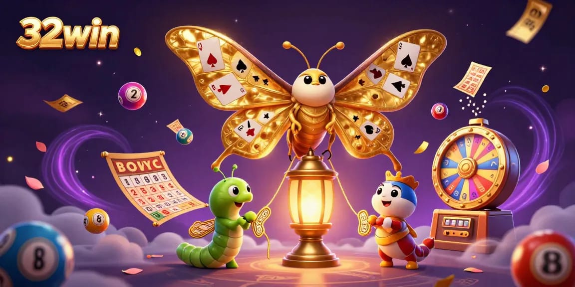 Experience the excitement of 32win casino with golden elements and vibrant gaming action.