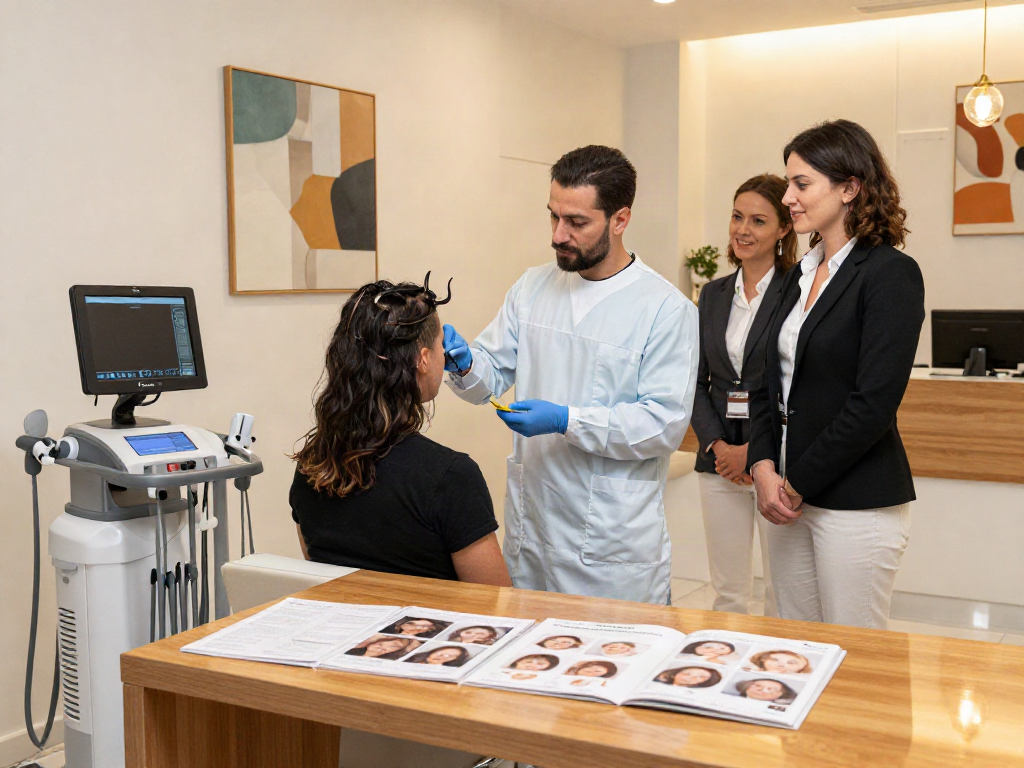 Hair transplant istanbul consultation at a modern clinic with experienced surgeons and high-tech equipment.