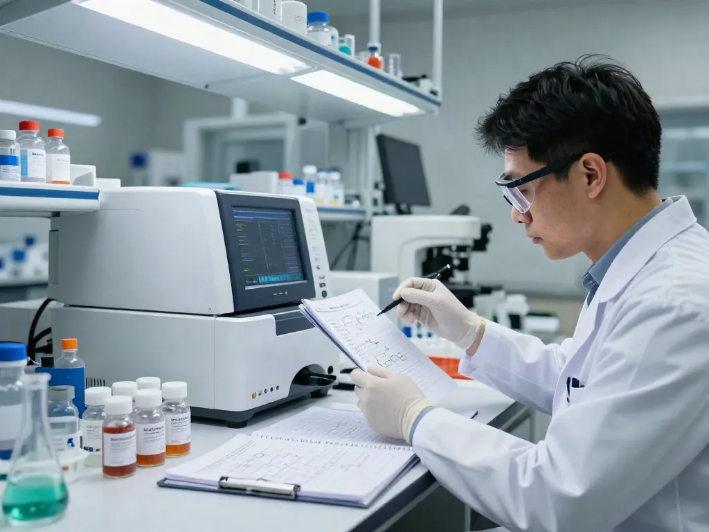 KLOW peptide blend for sale analyzed in a professional lab setting with advanced equipment and precise documentation.