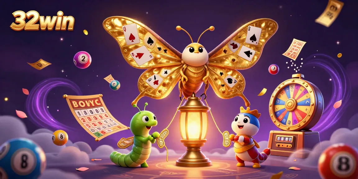 Experience the excitement of 32win casino with golden elements and vibrant gaming action.