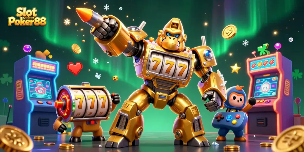 Experience thrilling action with Slot Online Poker88 in this dynamic casino scene