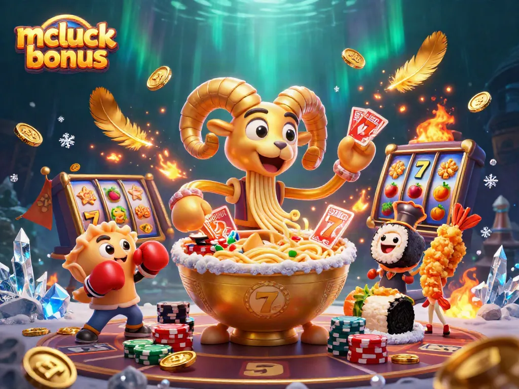Win big with the mcluck bonus at this vibrant 3D casino, featuring animated characters and themes.