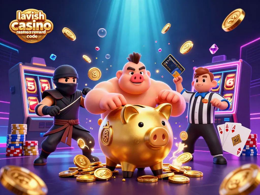 Engage with the lavish luck casino reward code through immersive 3D illustration of exciting casino elements and characters.
