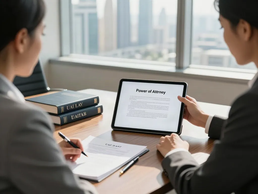 Consultation on Power of Attorney in Dubai in a modern office setting.