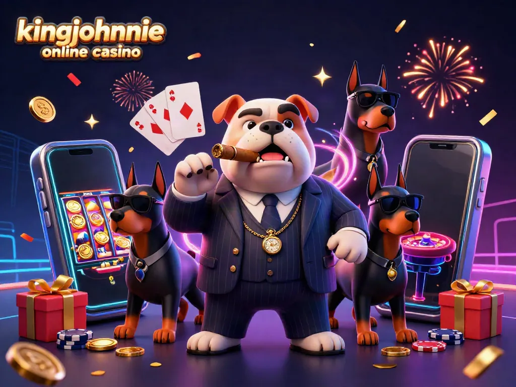 Join the fun at kingjohnnie online casino with a thrilling scene of animated characters and exciting gambling elements.