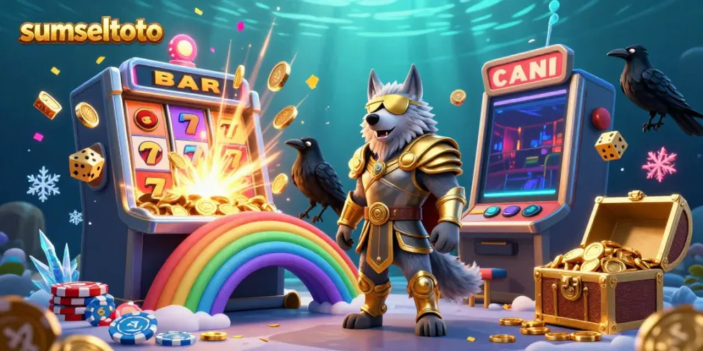 Experience the excitement of sumseltoto with a dynamic casino scene featuring Odin and ravens.