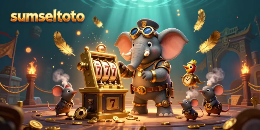Spin the golden slot machine with sumseltoto's steampunk elephant engineer and dynamic game elements.