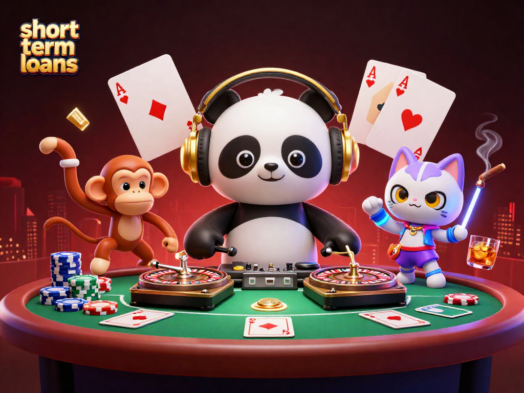 Experience short term loans action in a vibrant 3D digital casino scene.