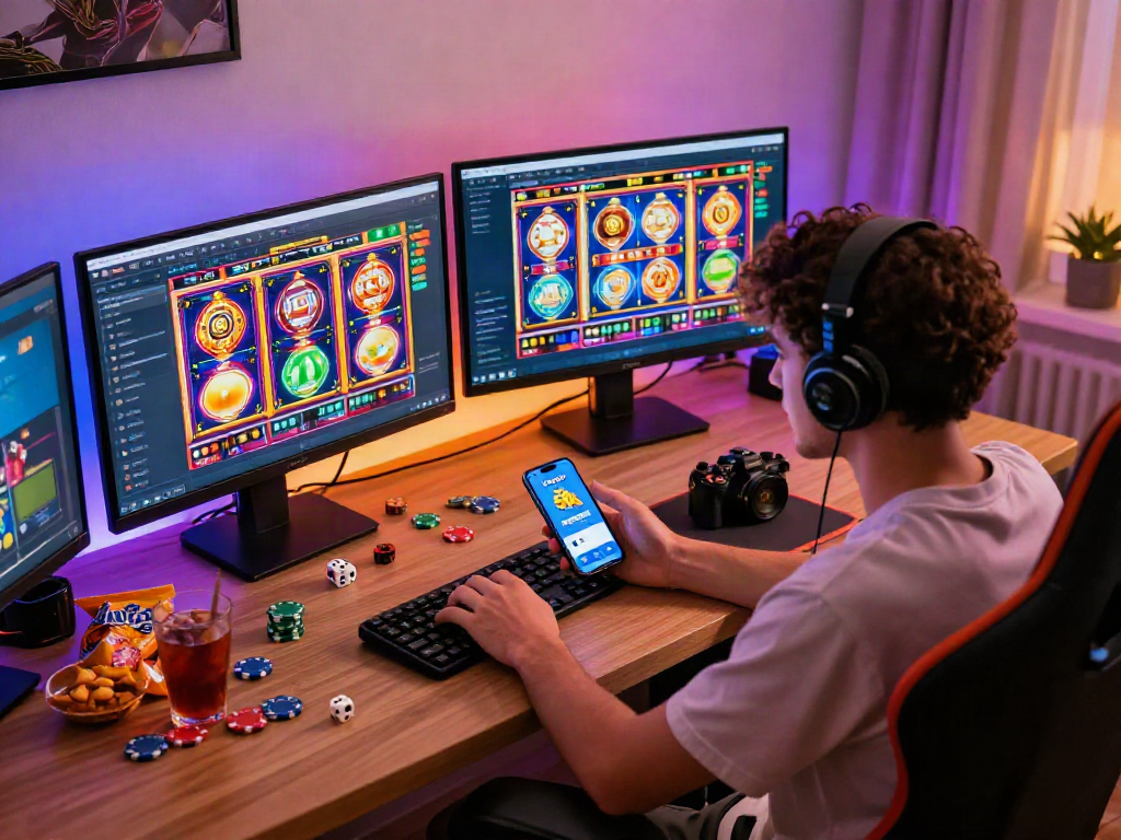 Enjoying an immersive online gaming experience with slot depo 5k app at home