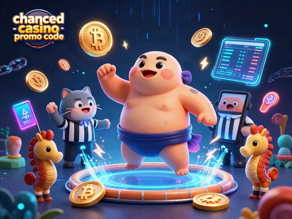 Engage with Chanced Casino promo code for exciting gameplay and free coins in this vibrant 3D casino illustration.