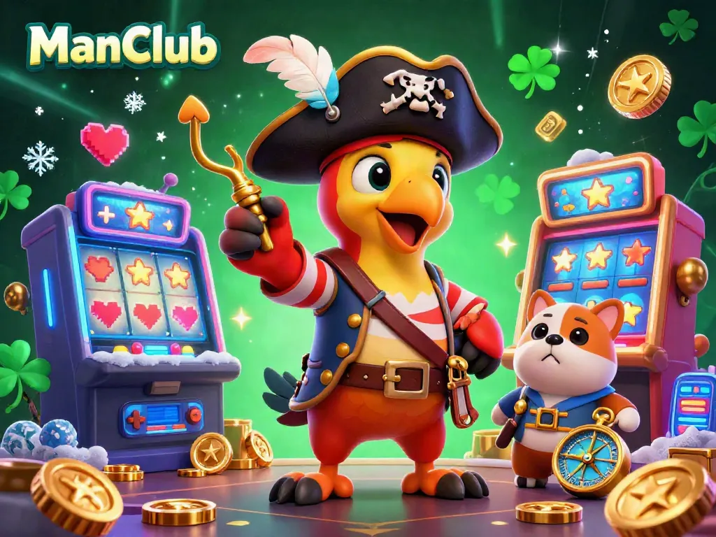 Players enjoy thrilling games at ManClub featuring 3D animated characters and vibrant casino elements.