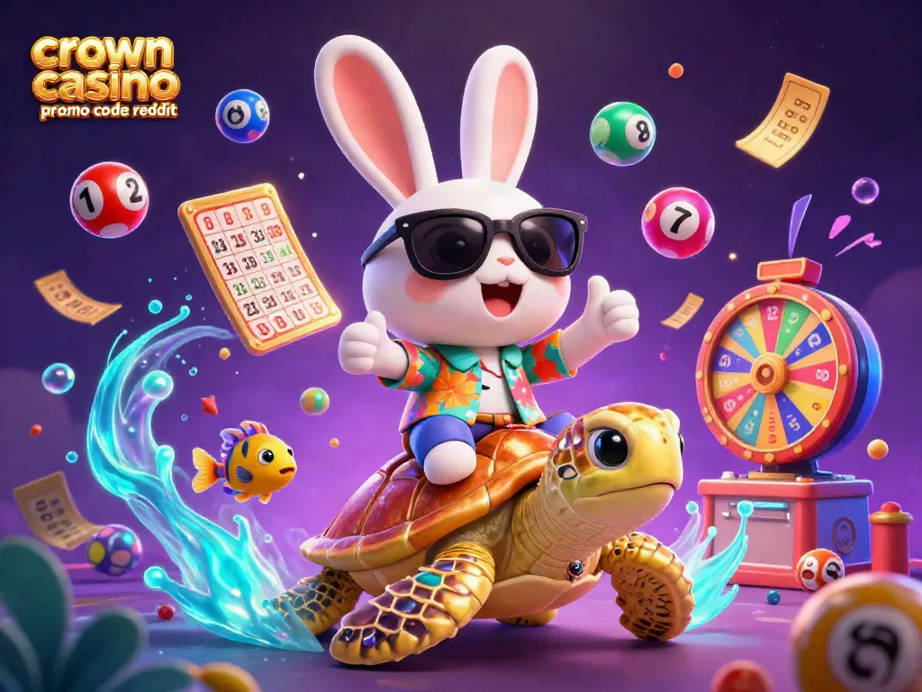 Experience thrilling gaming action with crown coins casino promo code reddit, featuring a lucky rabbit and golden turtle.