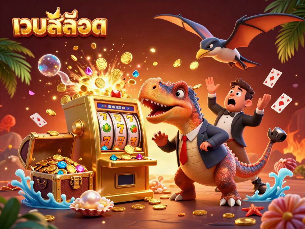 Experience thrilling เว็บสล็อต action as characters celebrate a significant jackpot payout amidst dynamic gaming elements.