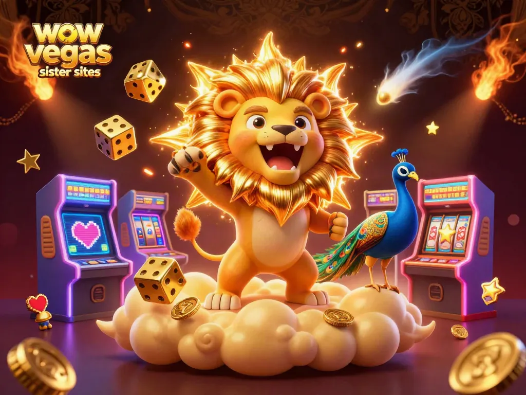 Explore wow vegas sister sites with this vibrant casino illustration showcasing games and features.