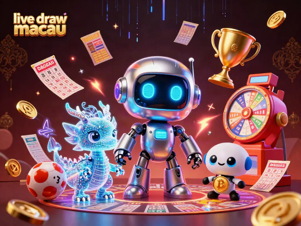 Ikuti live draw macau dengan bola lotere dan elemen permainan menarik dalam ilustrasi 3D.