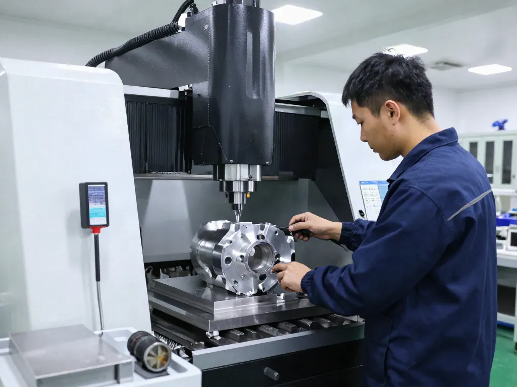 Leading aerospace CNC parts manufacturers in a precision machining workshop with skilled technician and advanced machinery
