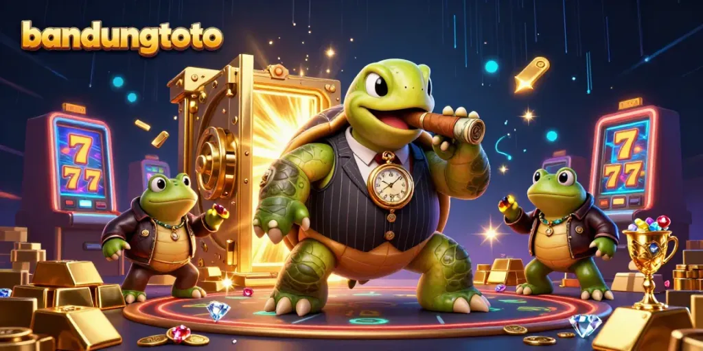 Experience the thrill of bandungtoto casino games featuring a mobster turtle and bullfrogs.