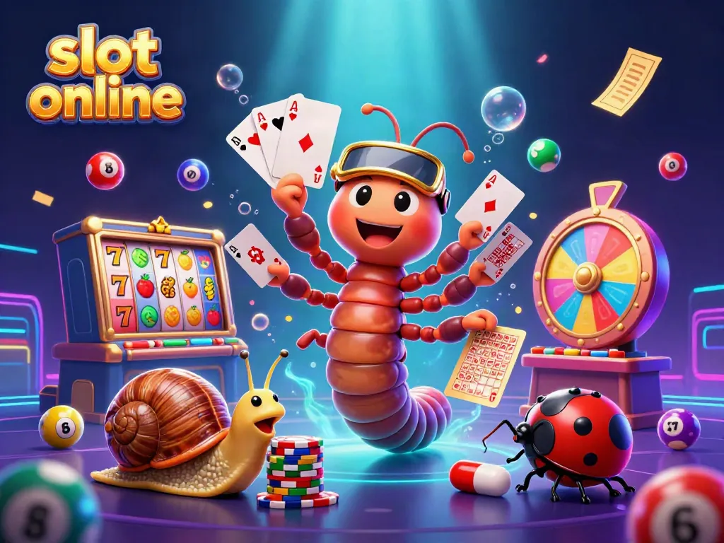 Spin the reels in this vibrant slot online illustration featuring a dynamic 3D dealer and rich casino elements.